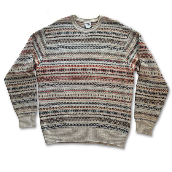 Lacoste Other - Vintage Lacoste Fair Isle Knit Sweater Made in France Size 6 Croc Embroidered